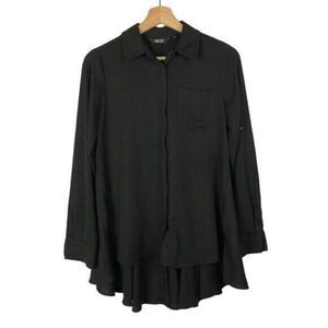 Simply Vera Vera Wang Black Dip Back Long Sleeve Button Down XS